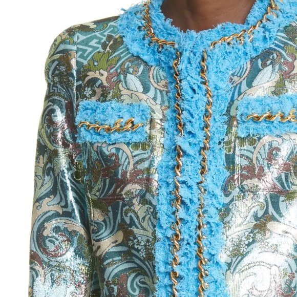 Versace Chain Trim Metallic Barocco Jacquard Jacket - Season 2023 - Brand New - Picture 3 of 7